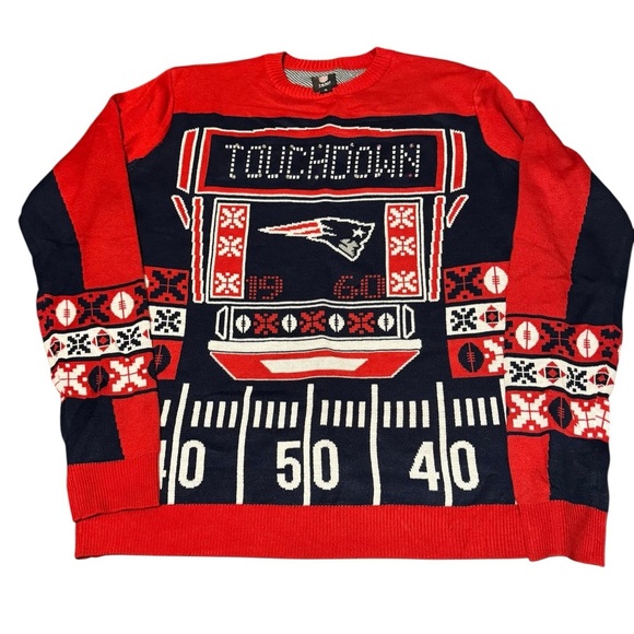 Team Apparel New England Patriots Light Up Touchdown Sweater Christmas Size XL - Picture 3 of 14